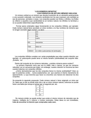 Lectura de los números infinitos