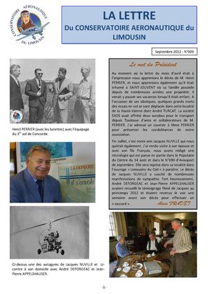 Lettre N° 9 Septembre 2012