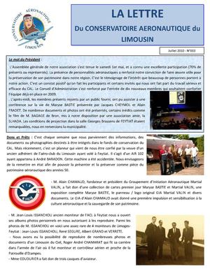 Lettre N° 3 Juillet 2010