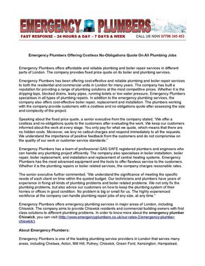 Emergency Plumbers Offering Costless No-Obligations Quote On All Plumbing Jobs