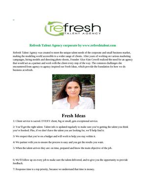 Refresh Talent Agency corporate by www.refreshtalent.com