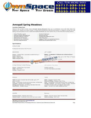 Amrapali Spring Meadows Noida extension Brochure Price List Floor Plan Own Space