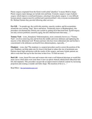 Gartner Plastic Surgery and Laser Center Provide best Plastic Surgery 