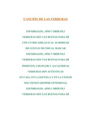 Canción y fotos de frutas y hortalizas