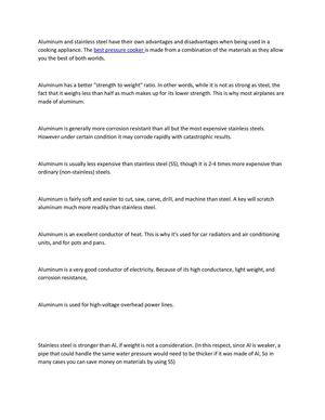 Difference between stainless steel and alumunium pressure cookers for best benefits