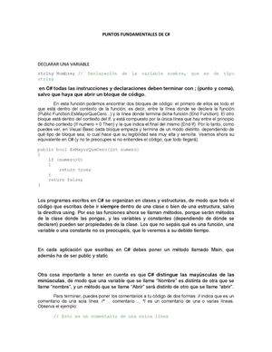 ELEMENTOS FUNDAMENTALES DE C#