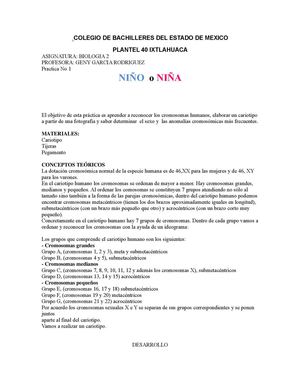 Practica No.1 "CARIOTIPO NIÑO o NIÑA"