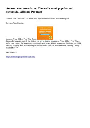 Amazon.com Associates:  The web's most popular and successful Affiliate Program