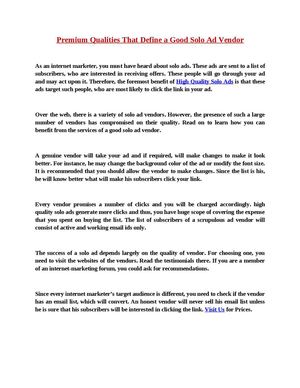 Premium Qualities That Define a Good Solo Ad Vendor