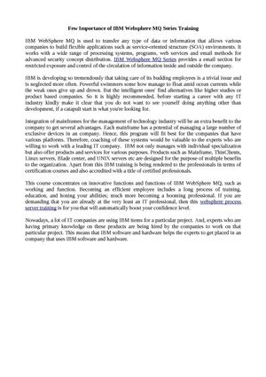 Few Importance of IBM Websphere MQ Series Training