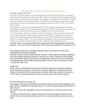 Interactive Inks & Coatings and Flexographic Printing Inks