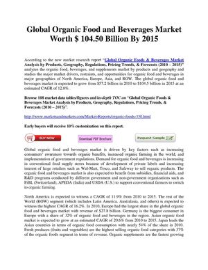 Organic Food and Beverages Market Forecasts (2010-2015)
