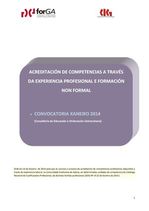 Acreditación da experiencia - Consellería de Educación -  Convocatoria xaneiro 2014