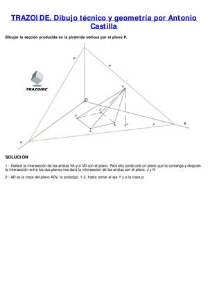 seccion a una piramide por un plano en dimetrica