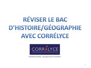 Réviser le l'épreuve d'Histoire Géographie avec Correlyce