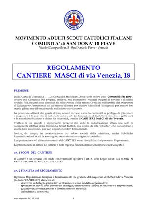 Regolamento del Cantiere MASCI