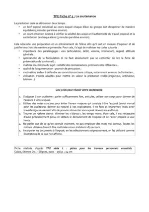 TPE Fiche n°5 : la soutenance