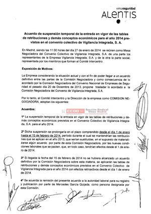 Acuerdo de suspensión temporal tablas salariales 2014 VINSA