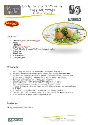 BOULETTES DE PUREE MOUSLINE MAGGI AU FROMAGE