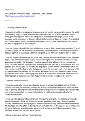 Learn Spanish Using the Immersion Method