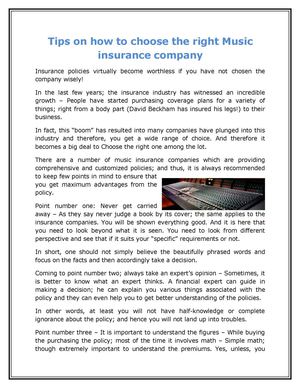 Calaméo - Tips on how to choose the right Music insurance company