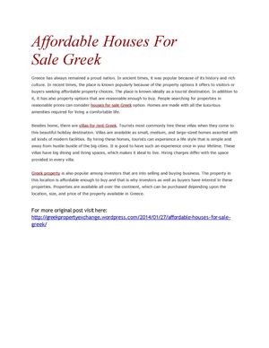 Affordable Houses For Sale Greek
