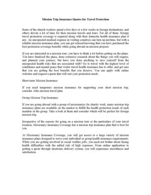 Mission Trip Insurance Quotes for Travel Protection