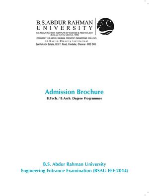 BS Abdur Rahman University Admission Brochure