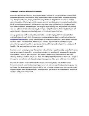 Advantages associated with Drupal Framework