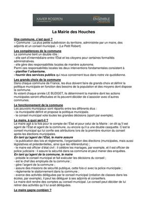 le fonctionnement d'une mairie