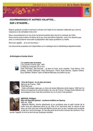 Bibliographie gourmandise