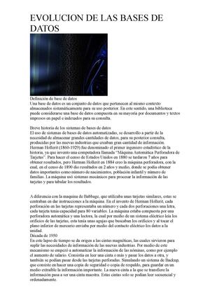 EVOLUCIÓN DE LAS BASES DE DATOS