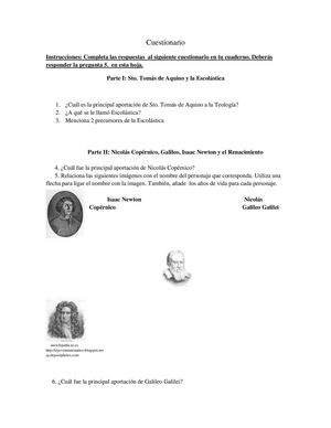 Cuestionario sobre Edad Media y Renacimiento