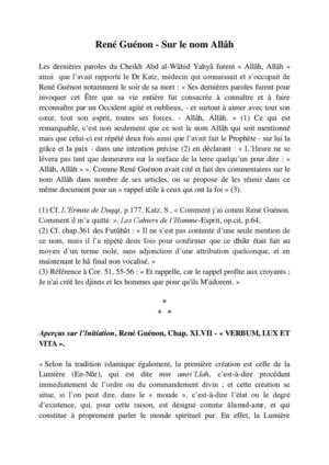 René Guénon - Sur le nom Allâh