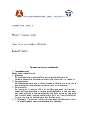 Factores que Inciden en el Estudio