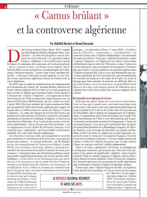 Afrique-Asie: Camus brûlant et la controverse algérienne