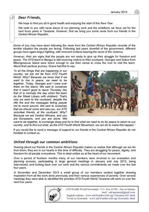 ATD Tanzania Newsletter January 2014