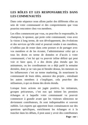 Les rôles et les responsabilités dans les Communautés
