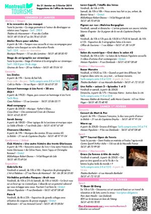Agenda du week-end du 31 janvier au 2 février 2014 à Montreuil