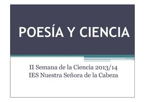 POESÍA Y CIENCIA