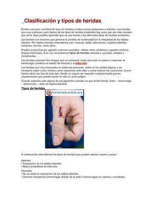CLASIFICACION Y TIPOS DE HERIDAS