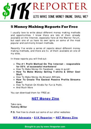 5 Money Making Reports For Free