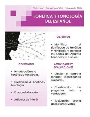 FONÉTICA Y FONOLOGÍA DEL ESPAÑOL