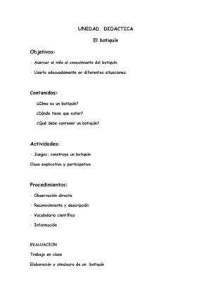 UNIDAD DIDACTICA " EL BOTIQUIN ESCOLAR"