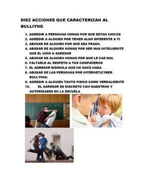 ACCIONES QUE CARACTERIZAN AL BULLYING