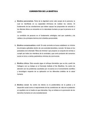 Corrientes de la Bioética