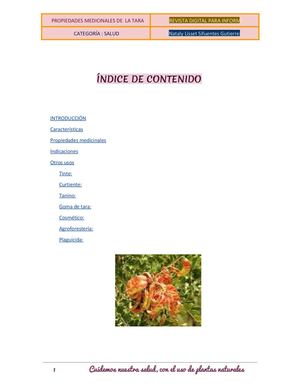 PROPIEDADES MEDICINALES DE LA TARA