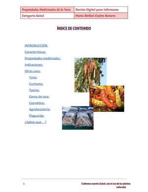 PROPIEDADES MEDICINALES DE LA TARA