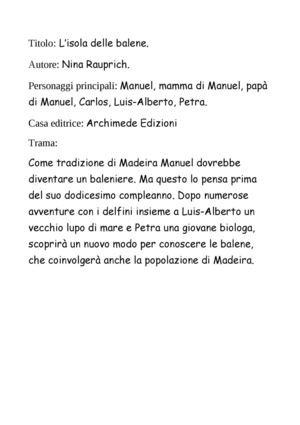 L 'ISOLA DELLE BALENE (Francesco)