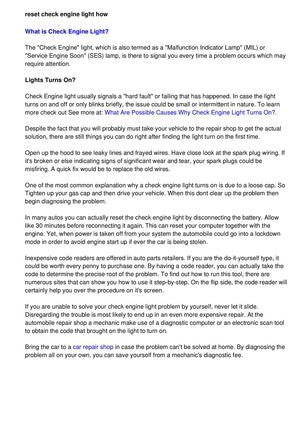 Reset Check Engine Light: Tips On How To Do It?